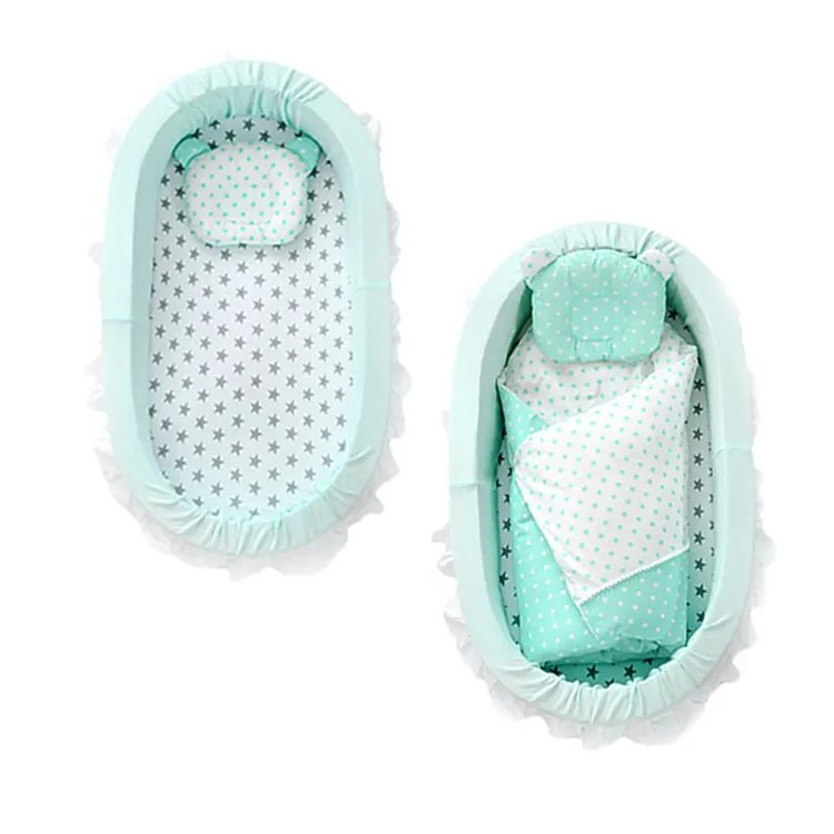 
Infant Foldable Crib Bed Portable Organic Cotton Baby Nest Newborn Cot 