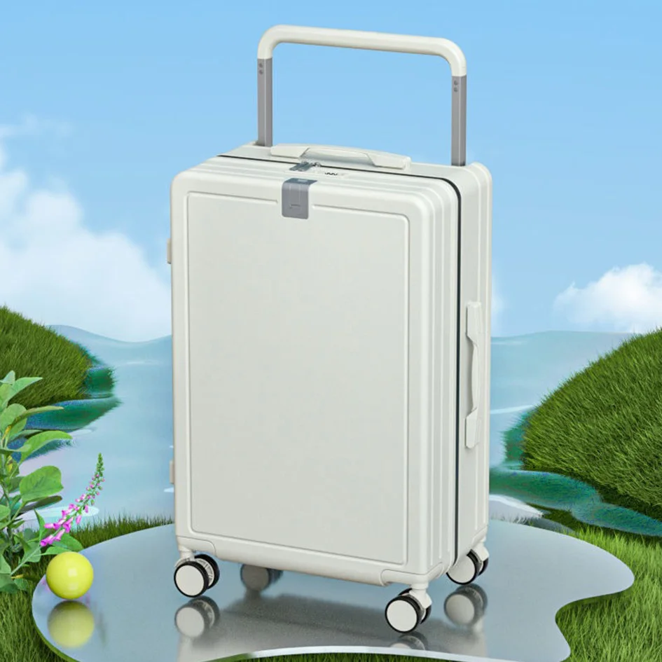 Custom Multifunctional Travel Cup Holder Luggage Wide Trolley Luggage Usb Charging Hard Shell Suitcase Luggage