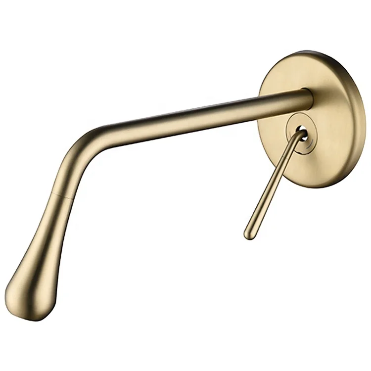Luxurious golden wall-in basin faucet mixer brass polished gold faucet basin taps