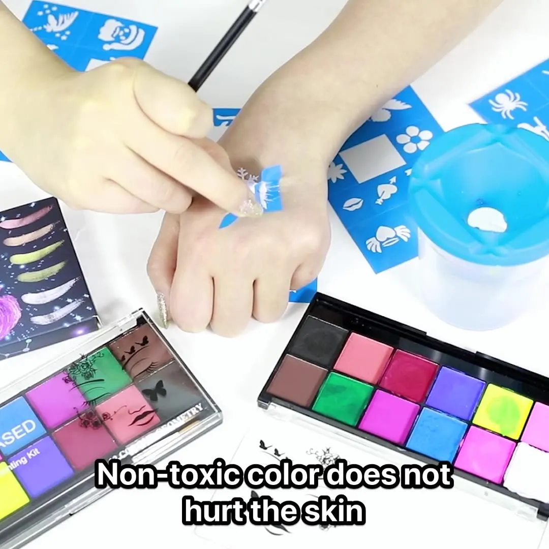 Makeup Dress Beauty Palette with Brush Kit Christmas Face Body Painting 30 Color Kids Flash Tattoo Painting Art Halloween Party