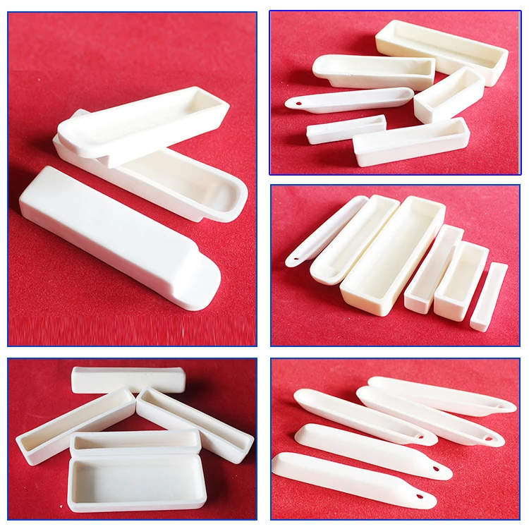 High temperature aluminum  crucible 99.6% alumina boat crucible