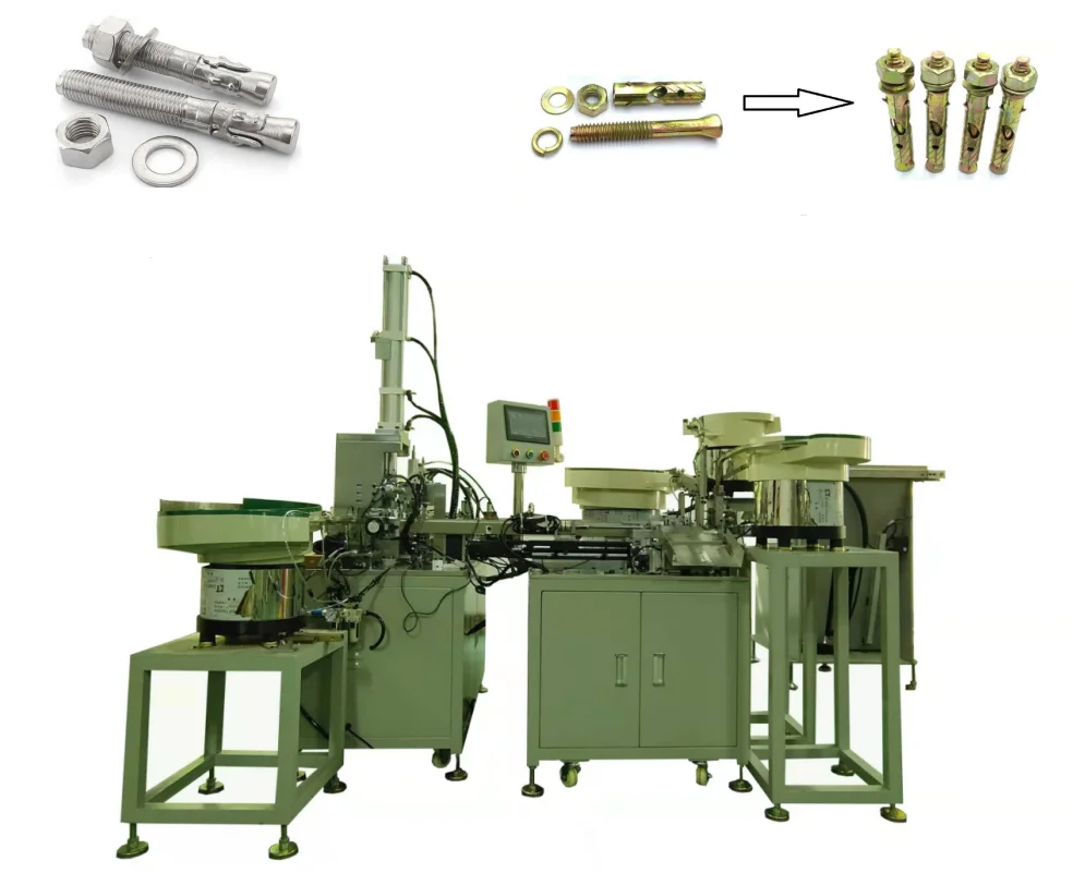 High speed anchor sleeve nut bolt washer assembly making machine