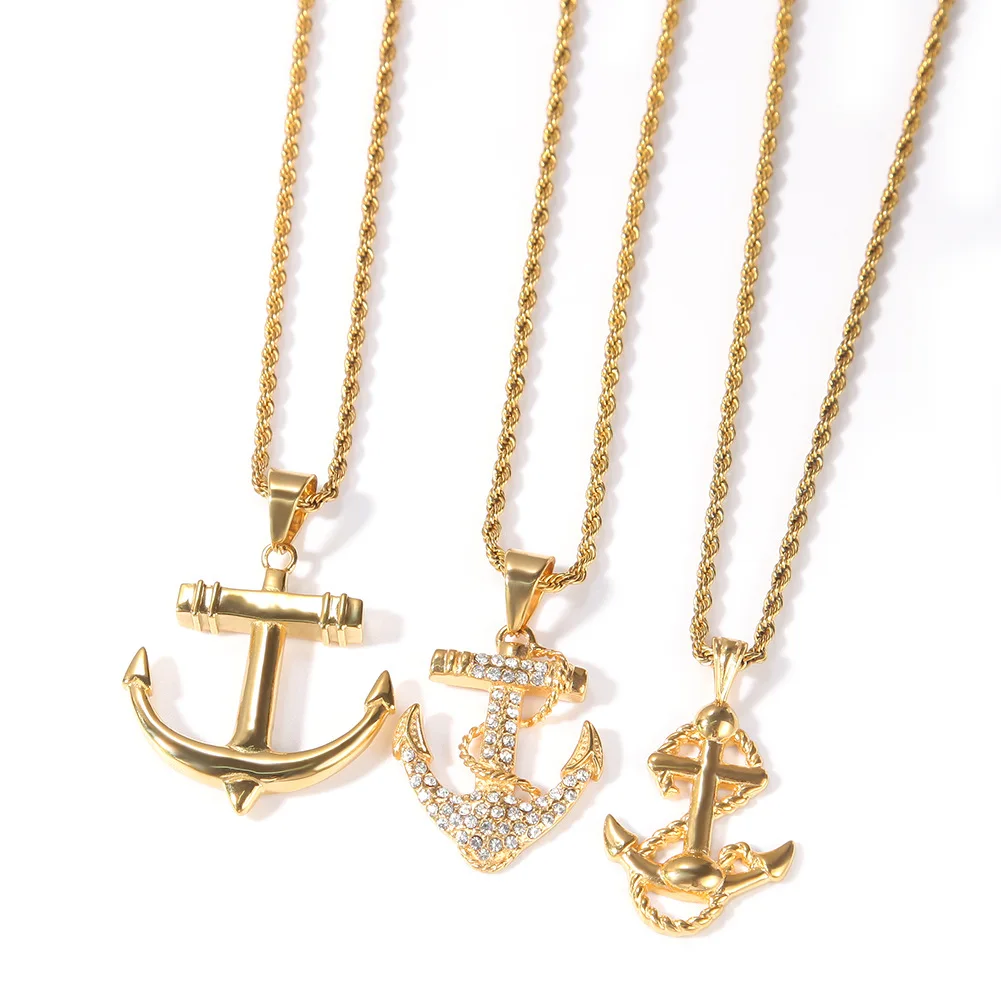 Necklace male wild stainless steel anchor pendant necklace street fashion brand personality sweater chain jewelry