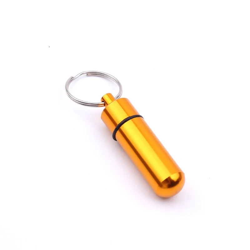 Aluminum Metal Medicine Capsule Bottle Key chain Organizer Pill Holder Storage Box Container Outdoor Pocket Waterproof Pill Case