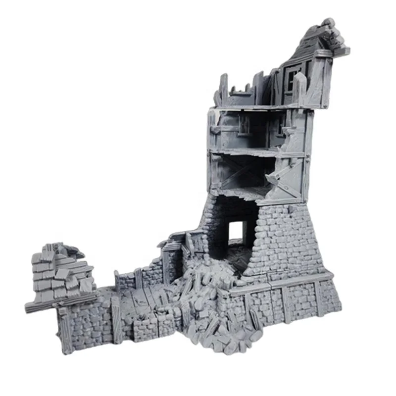 custom craft 3D miniature tabletop terrain games decor unpainted layered DnD resin Tower Ruin model figurines