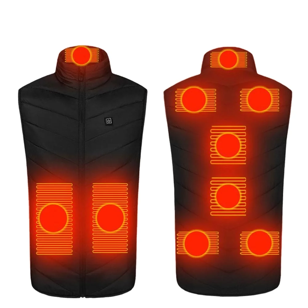 
USB Rechargeable Smart Electrical 9 Areas Heating Jacket Winter Waterproof Jacket Warming Heated Down Jacke 