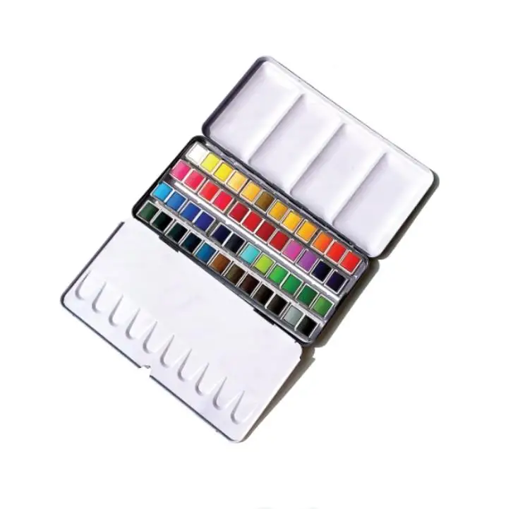 48 Regular Metallic Pearly Colors Watercolor Pigment Solid Watercolor Painting Suit Folded Box
