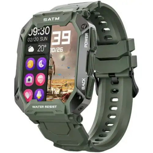 Outdoor C20 Smart Watch Men 5 ATM IP68 Waterproof Heart Rate Monitor Blood Pressure Oxygen Fitness Sport Smartwatch