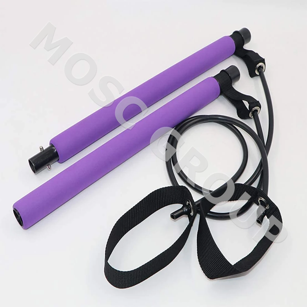 Factory direct selling Pilates Exercise Resistance Band Portable Yoga Bar Kit Gym Stick Home Muscle Training Bar