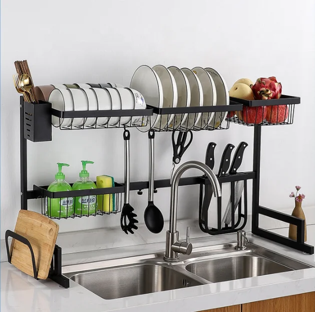 Adjustable Over the Sink Dish Rack Stainless Steel Dish Drying Rack