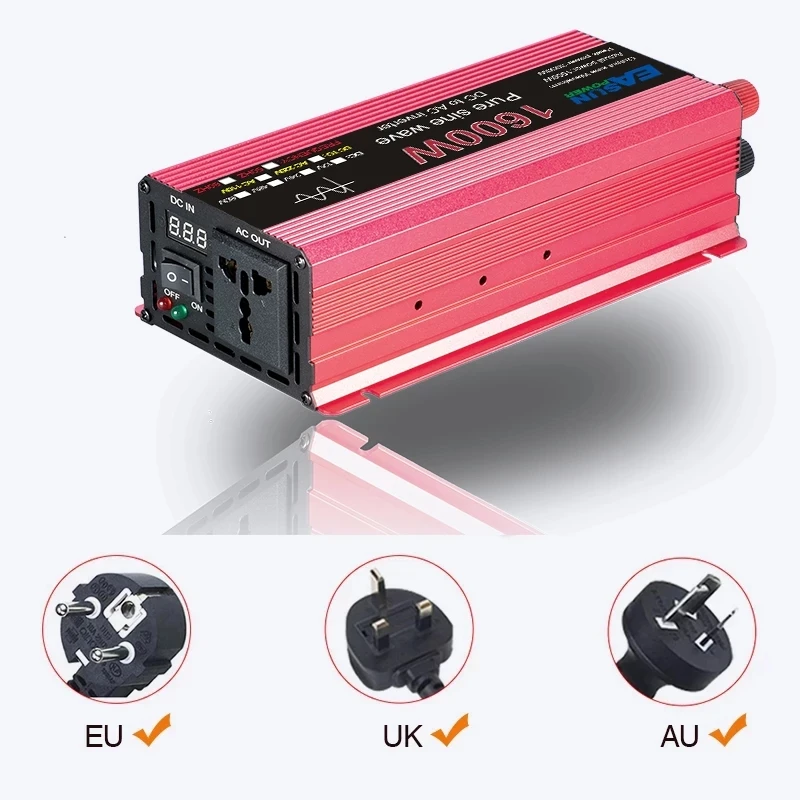 1KW 1.6KW 2.2KW 3KW inverter power inverter 12V 220V DC To AC Pure Sine Wave Solar Inverter Transformer 50hz60hz 24Volt Inversor