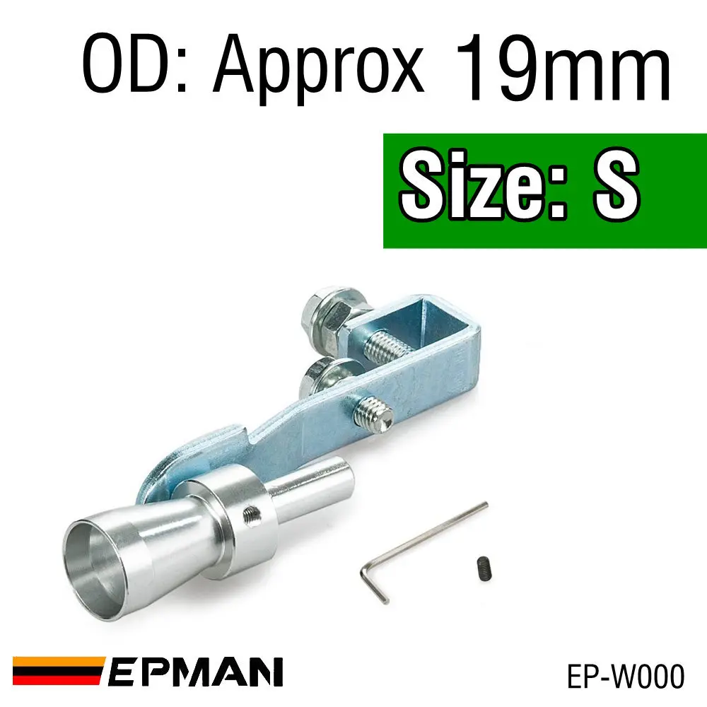 EPMAN Universal Car Turbo Sound Whistle Muffler Exhaust Pipe Blow Off Vale BOV Simulator Whistler Size S/M/L/XL