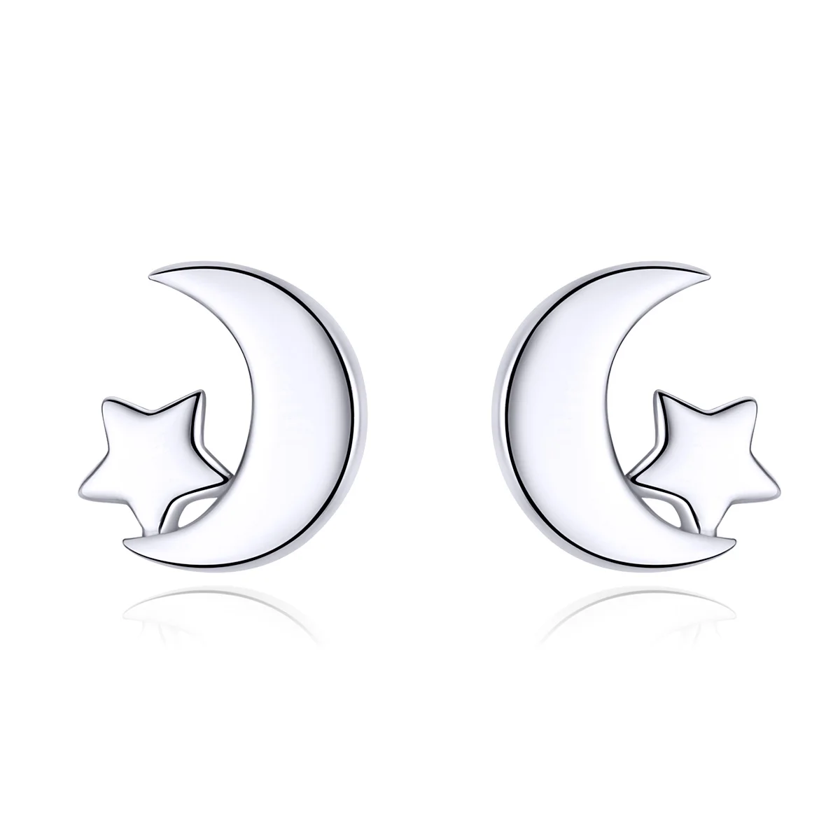 LEICARE Dainty Star Moon Earrings White Gold Plated 925 Sterling Silver Stud Earrings Women Jewelry Ear Studs