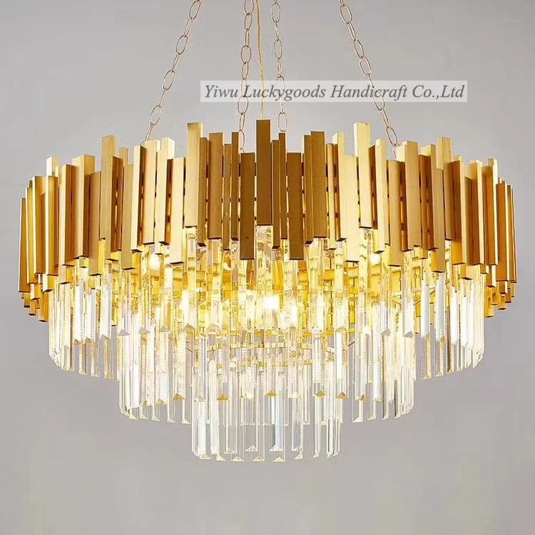 
LK20190823-83 wholesale decorative round gold luxury modern type chandelier for wedding hall ceiling decoration 