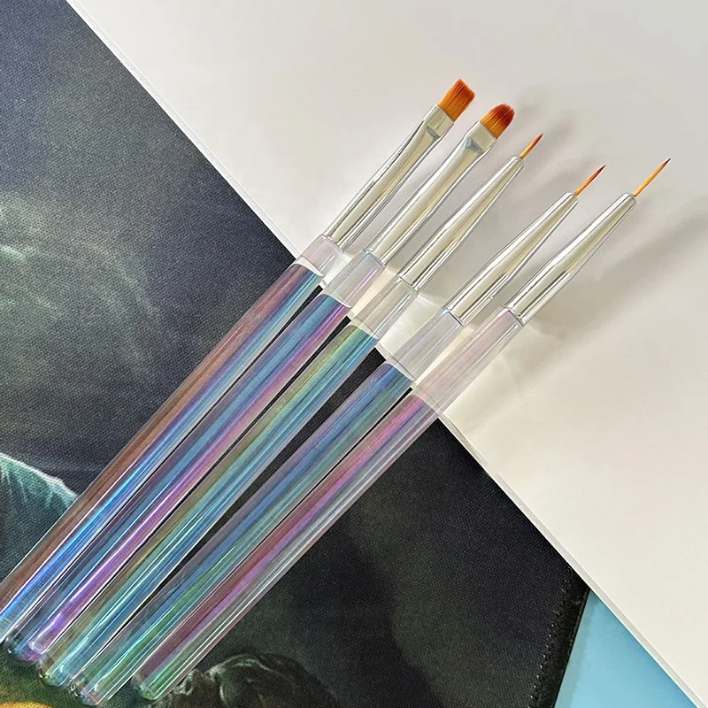 New 5pcs/set aurora handle nail brush acrylic liquid powder brush liner pen manicure tools