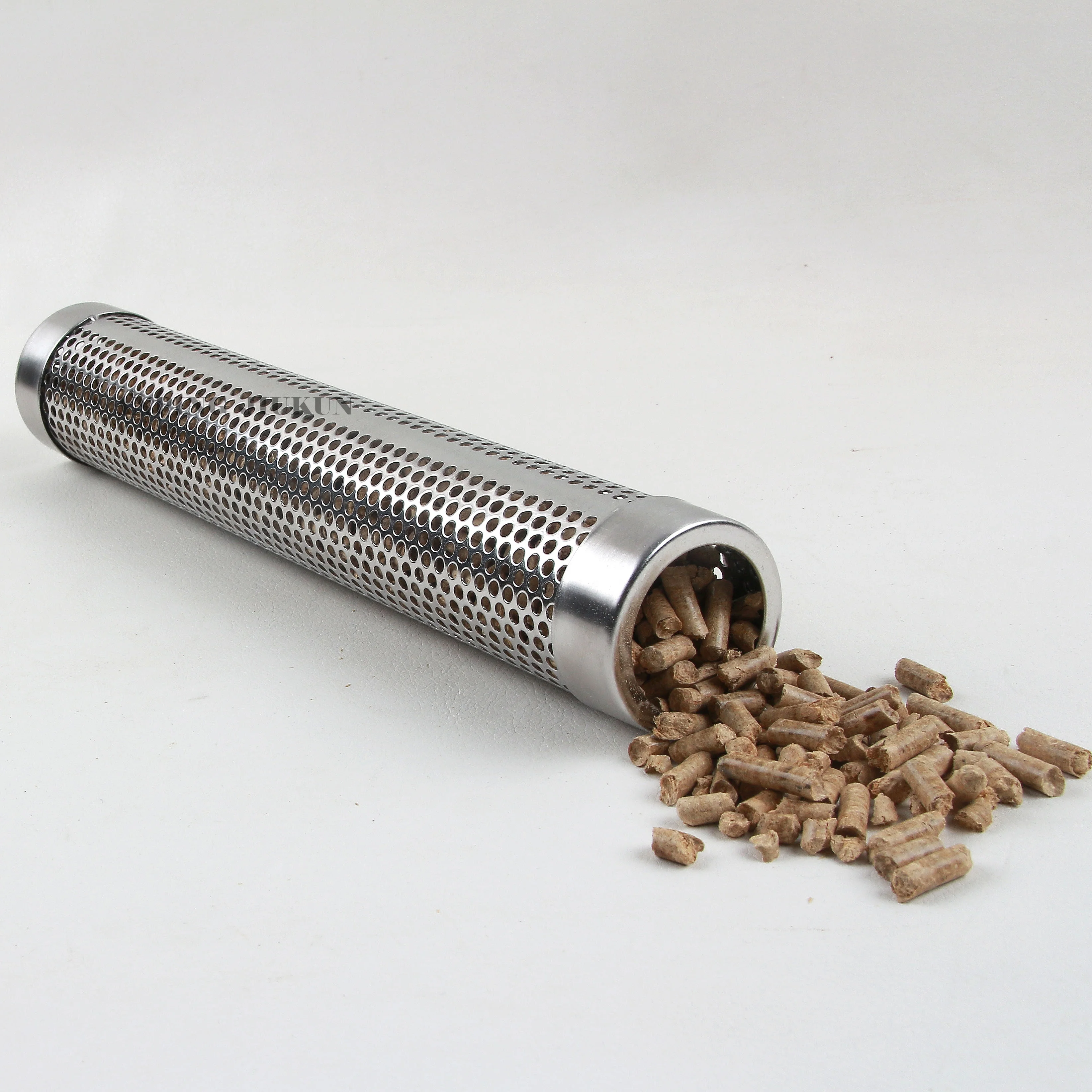wood pellet smoker box for cold smoking perforated hole wood pellet smoker