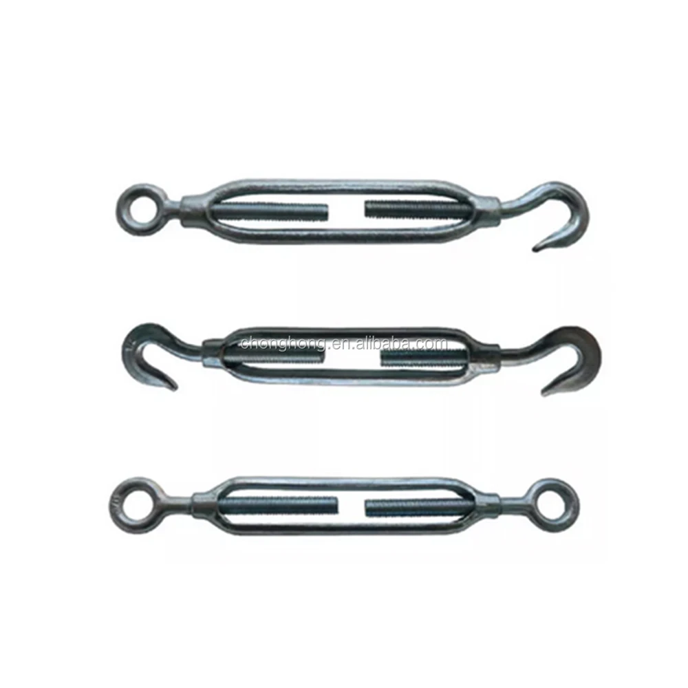M12 JIS Turnbuckle Galvanized Open Body Turnbuckle Hook and Eye Commercial Wire Rope Turnbuckle