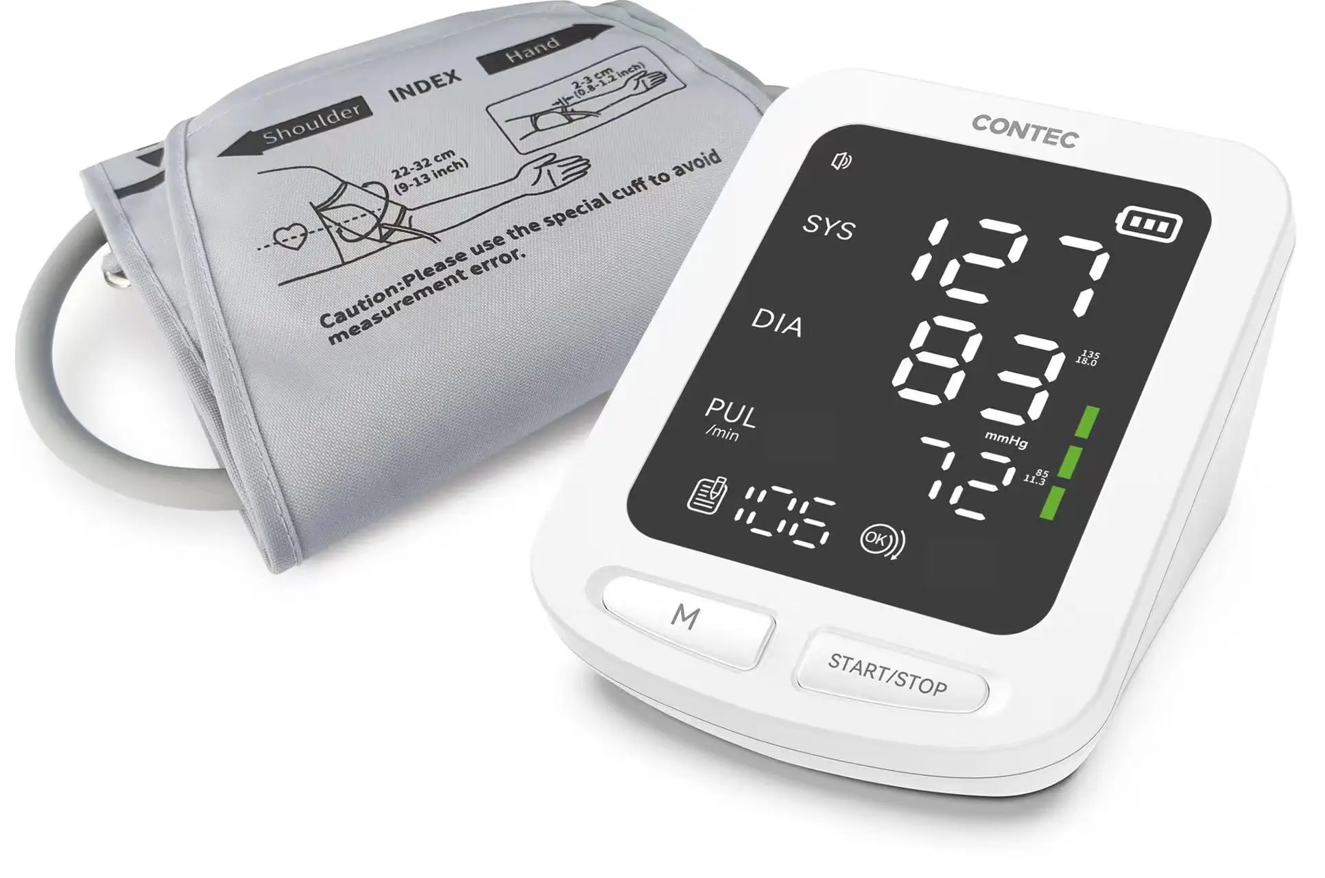 CONTEC LED Big Screen  Blood Pressure Monitor Contec08E  Large-capacity Storage NIBP PR Adult Cuff