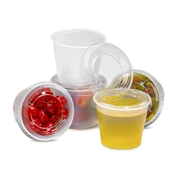 1 oz Plastic PP Portion Sauce Cups with Lids Souffle Cups Clear Jello Shot Cups