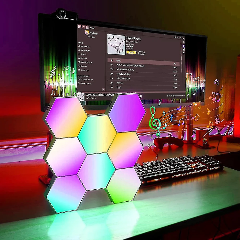 Smart Music Sync Lights Decorative Wall Mounted Led Panel Module Gaming Room APP Controlled Hexagon Led Lights