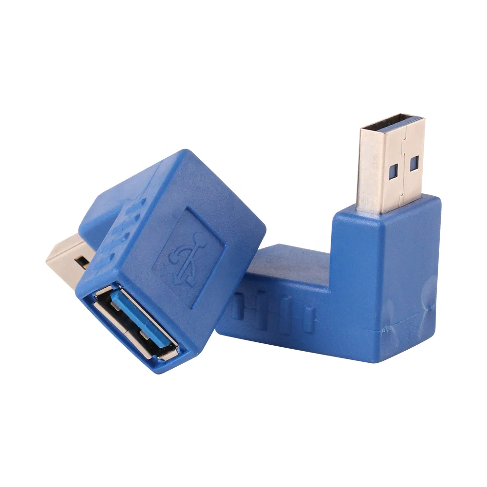 Синий 90 градусов прямоугольный Переходник USB 3 0 A папа-мама для ноутбука и
