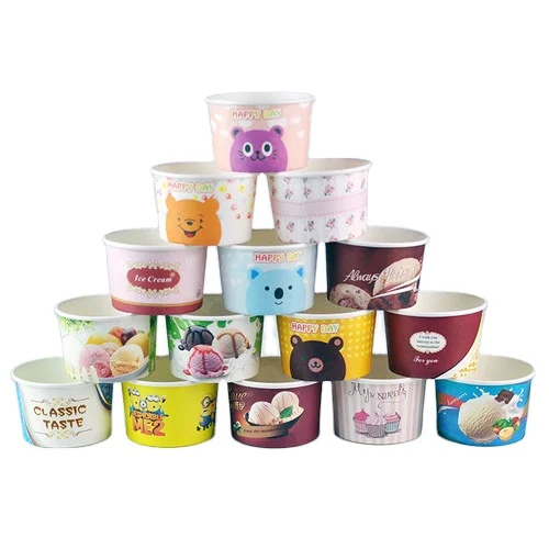 Summer Hot Sale Customized Disposable Printing ECO Ice Cream Paper Cup Paper Box With Transparent Lid/Paper Lid/Plastic Lid