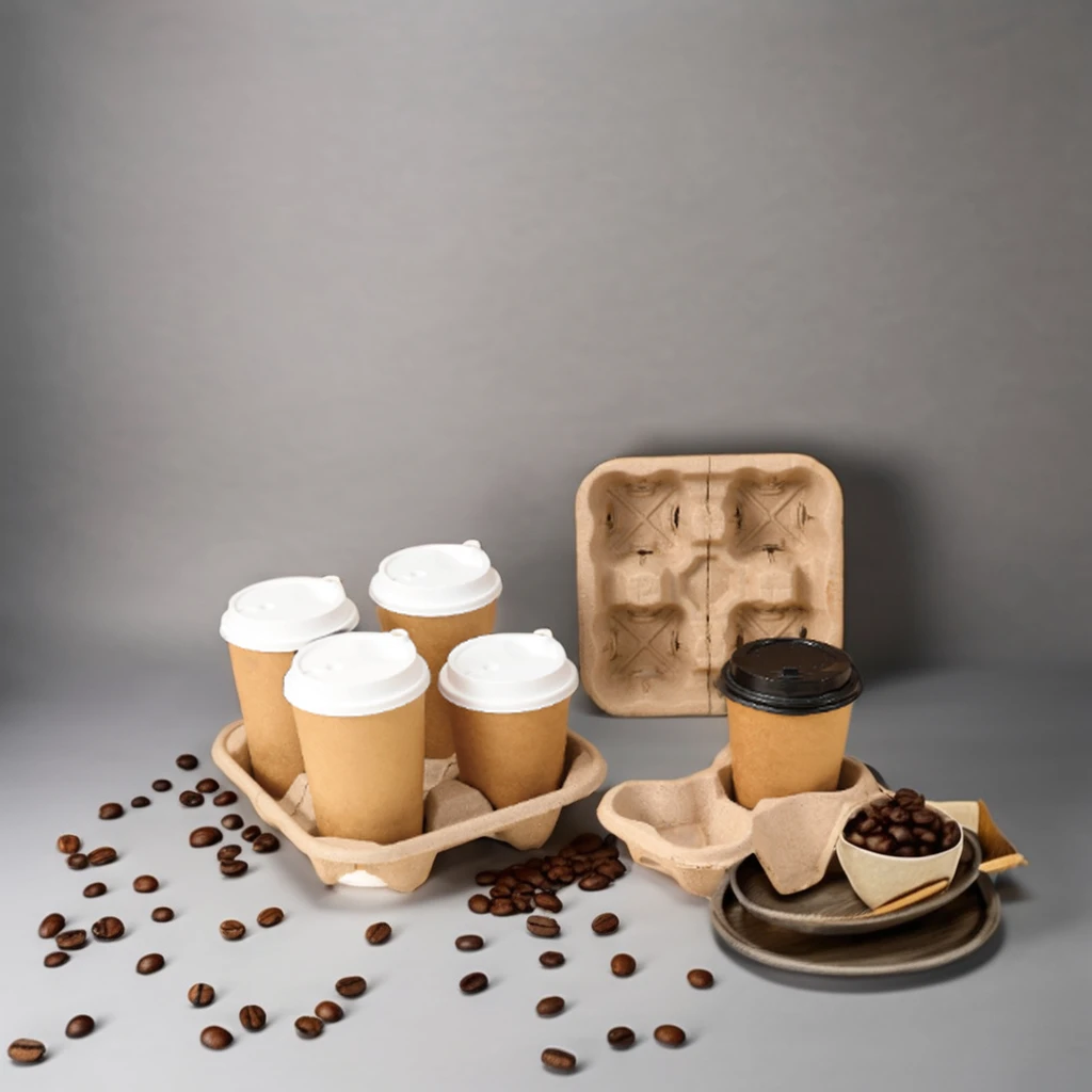 AT PACK Coffee Shop Supplies Takeaway Coffee Cup Carrier Egg Tray For Coffee Cups Take Away Carrier Holder Tray And Paper Bag