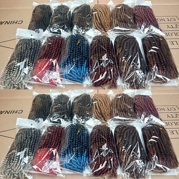 Free sample Spring Twist 8 Inch Synthetic Nubian Braid Extension Kenya Crochet Braids 350 Red Spring Twist Hair