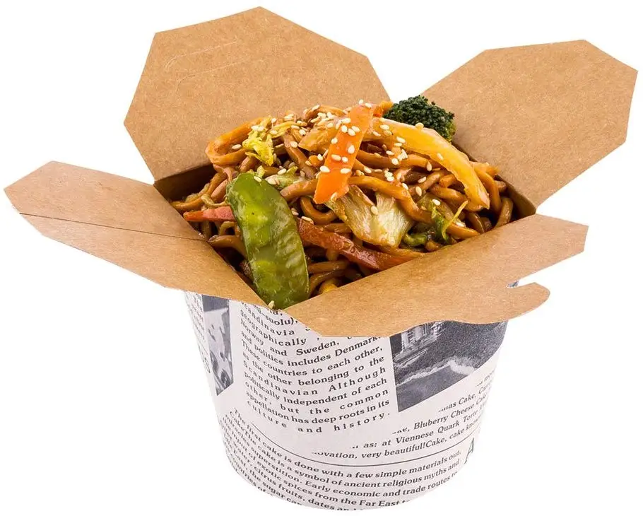 Round Bottom Salad Pasta Wok Disposable Box Noodle Box Cardboard