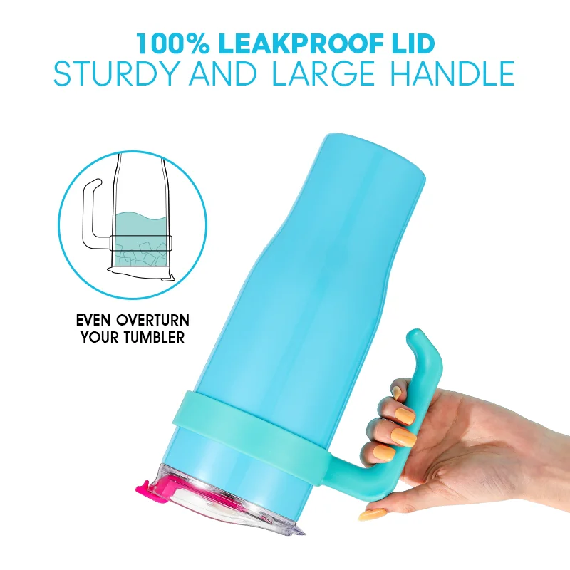 40oz Tumbler with Handle and Straw 2 in 1 Lid Good Looking Handle Customized Logo Fit in Car Holder