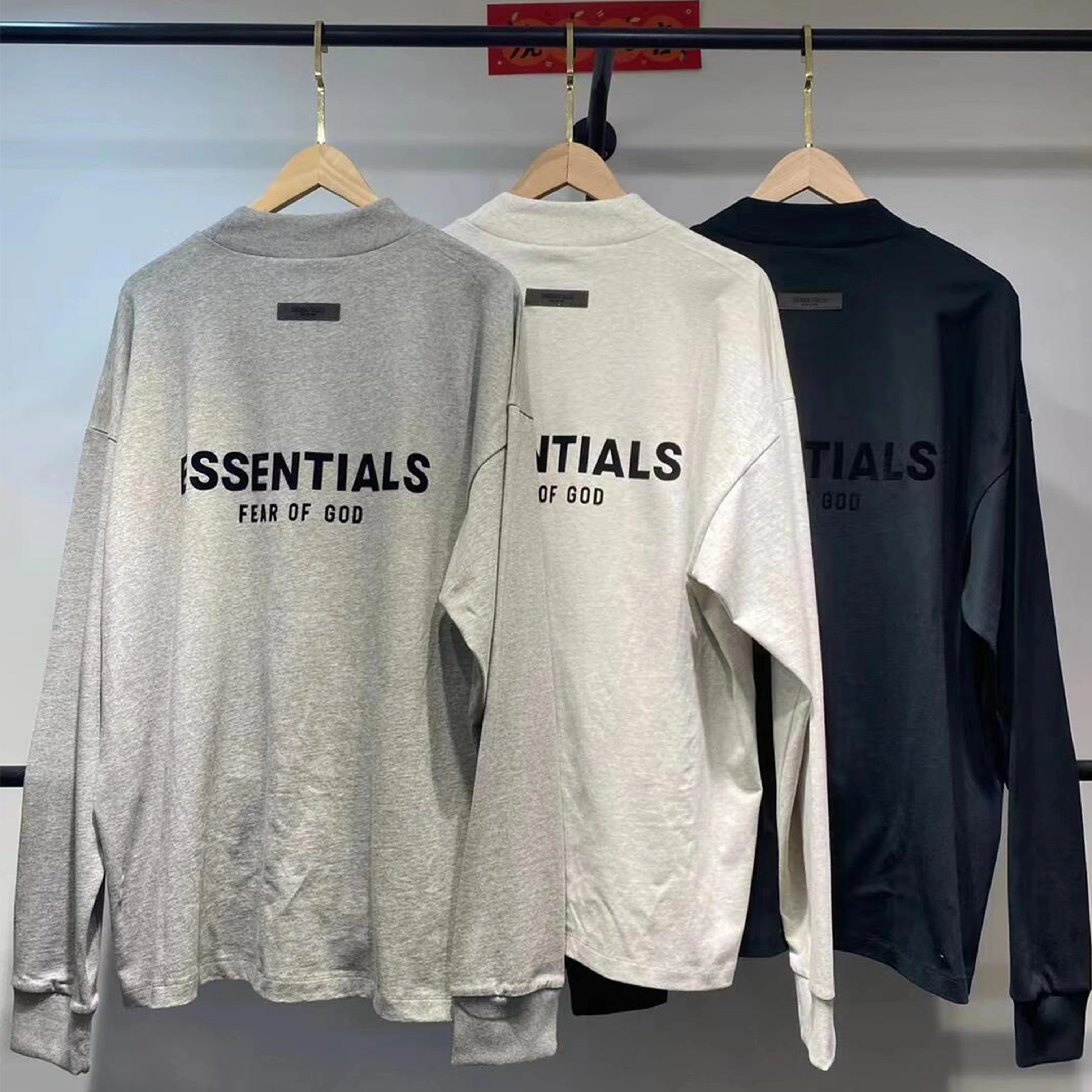 Hip Hop T-shirts Luxury of God Graphic Custom Flocking printed short sleeves Casual T-Shirt Fashion brand Long sleeve