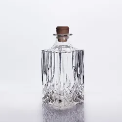 750 ml weight empty glass whisky wine bottle with glass stopper