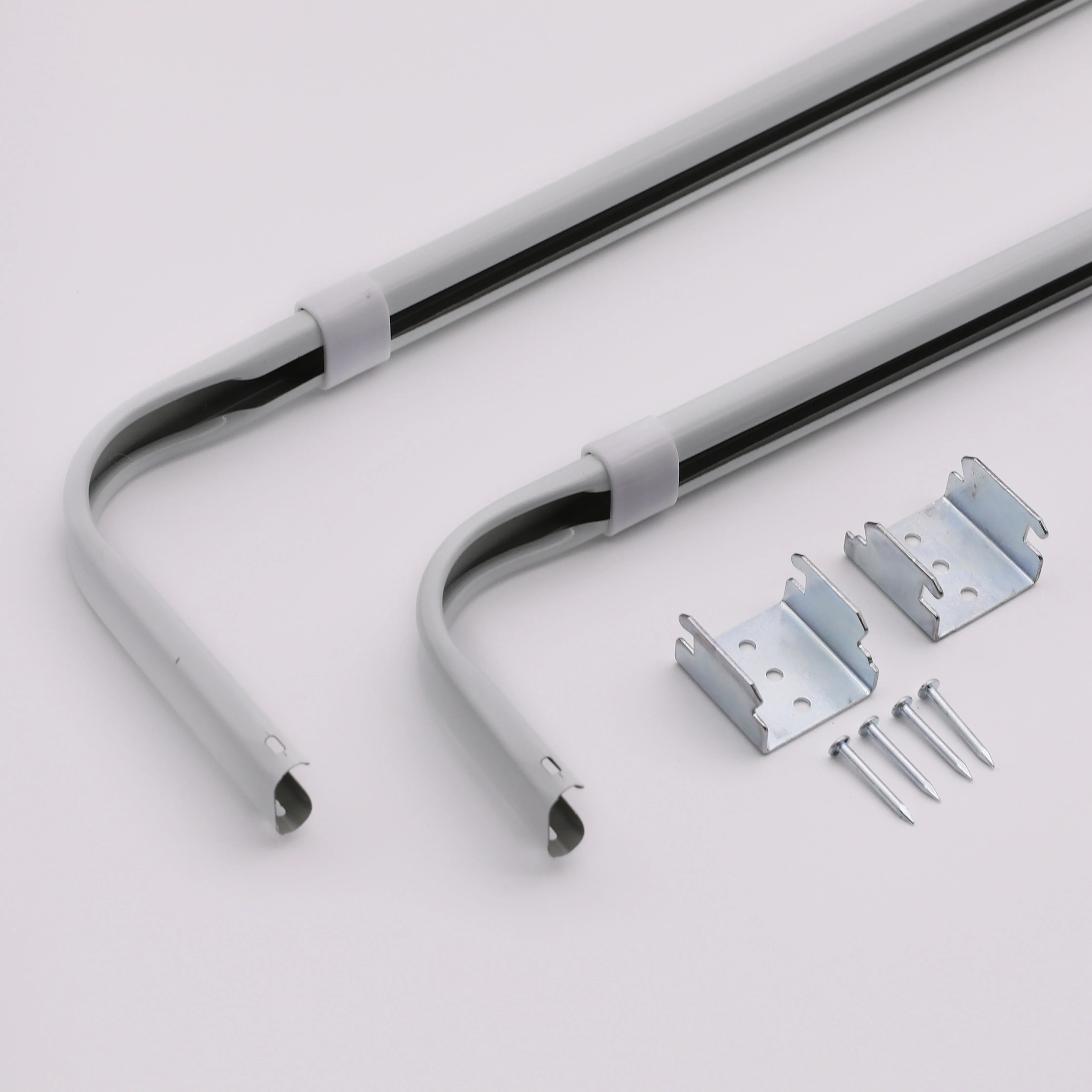 High Quality Easy Installation Double Metal Cafe Curtain Rod With Brackets Curtain Track Rail For Window