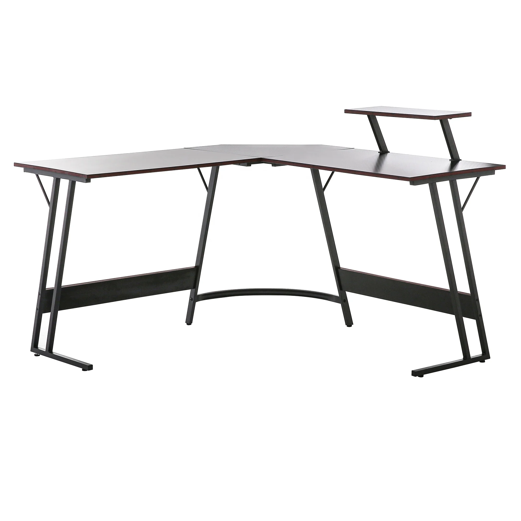 L Shaped Computer Corner gaming table pc Desk with Monitor Shelf