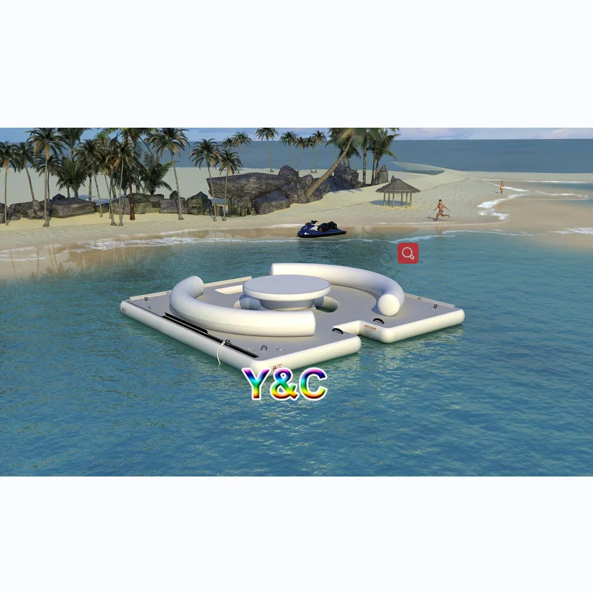 Inflatable water floating island platform kids inflatable sea floating dock Play water floating tent for adults