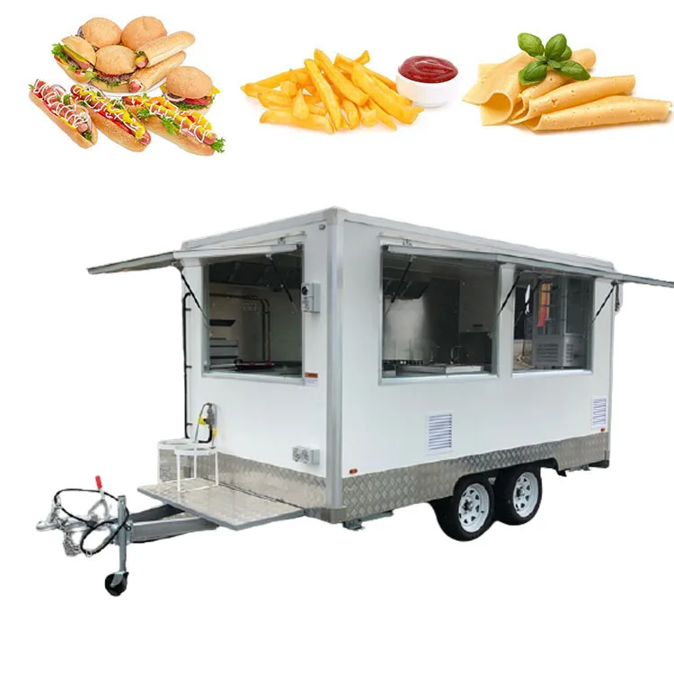 Square Street Fast Food Trucks Breakfast/Snack/Ice Cream Shop  Mobile food trailer with kitchen