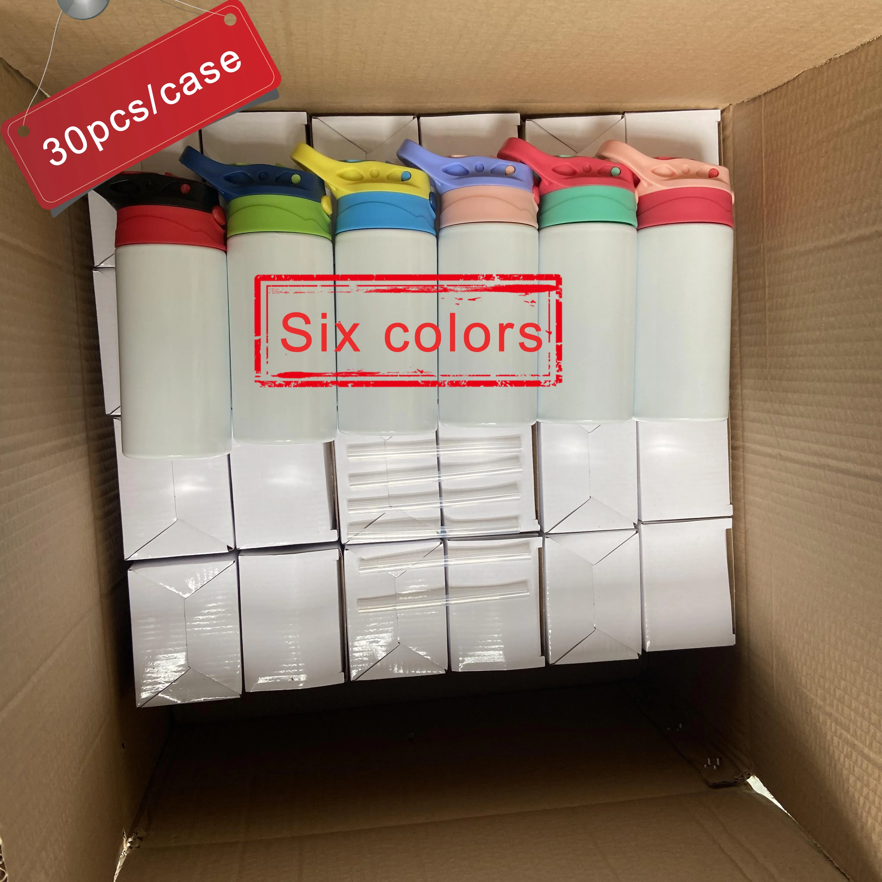 US warehouse 12oz 350ml Sublimation kids Cup Stainless Steel Flip Top straight Water Bottle Kids sublimation tumbler