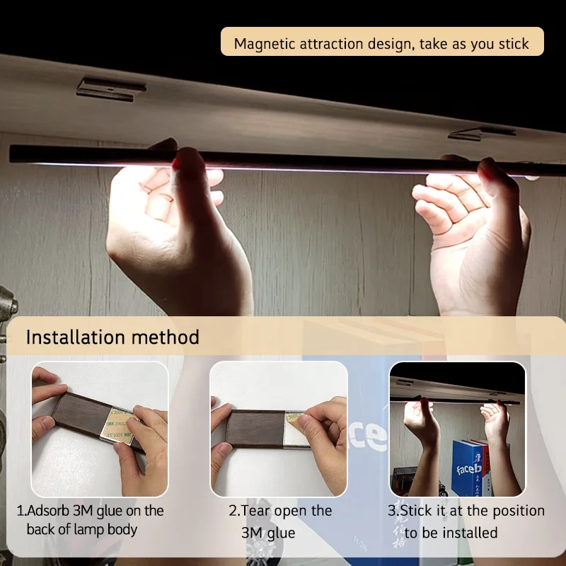Wireless Wardrobe Magnetic Home Light Kitchen Furniture Lighting Under Cabinet LED Closet Light