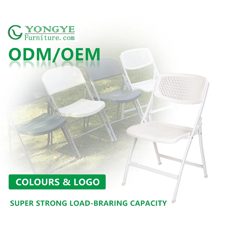 For Party Plastic Folding Chairs Metal Frame White Outdoor Furniture Modern Garden Chair Heavy Duty Office Plastic Chairs