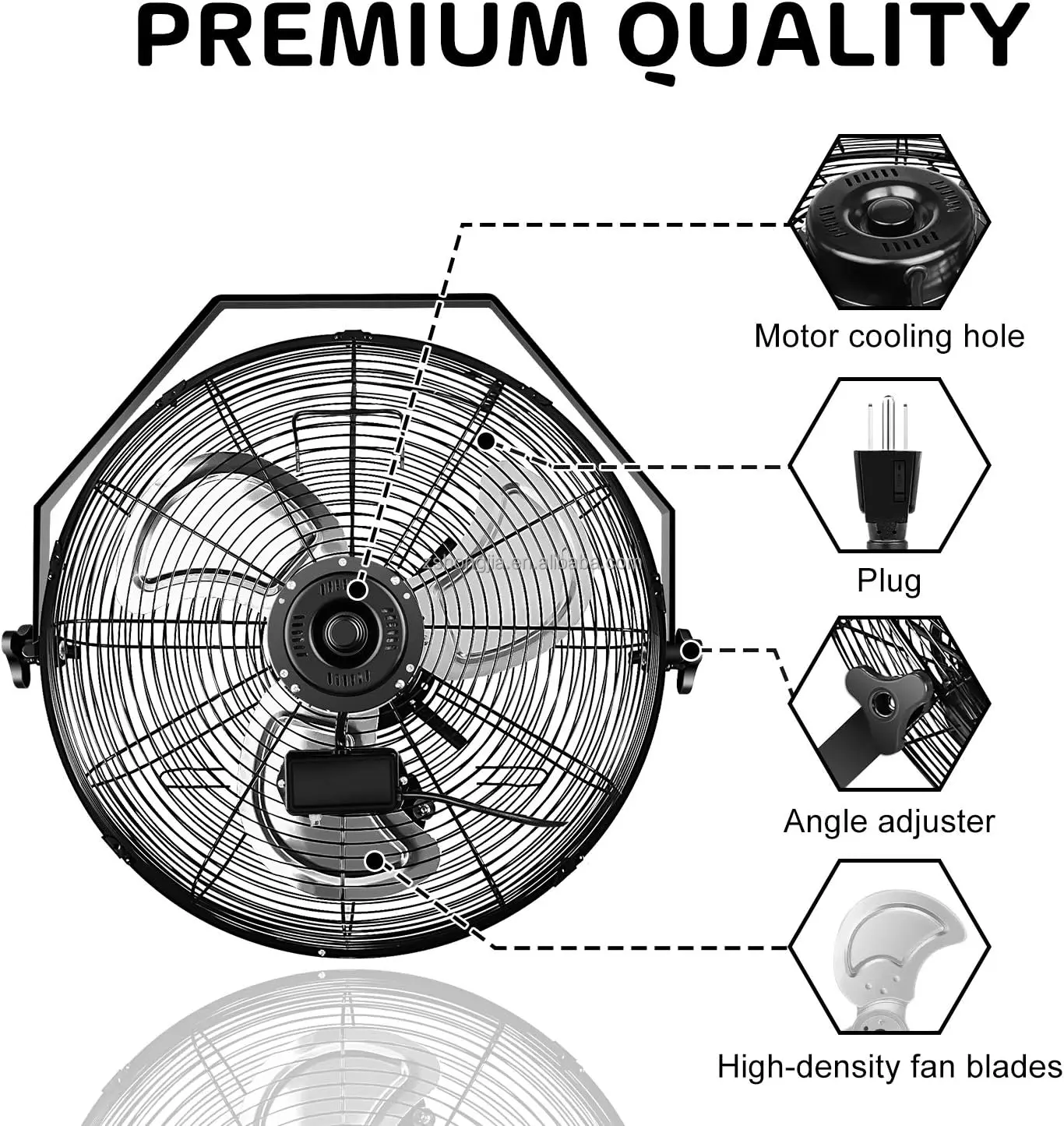 2 IN 1 Wall Mounted Adjustable tilt angle large industrial exhaust fan HJ-20WFM Ventilation Fan  20 inches Wall fan