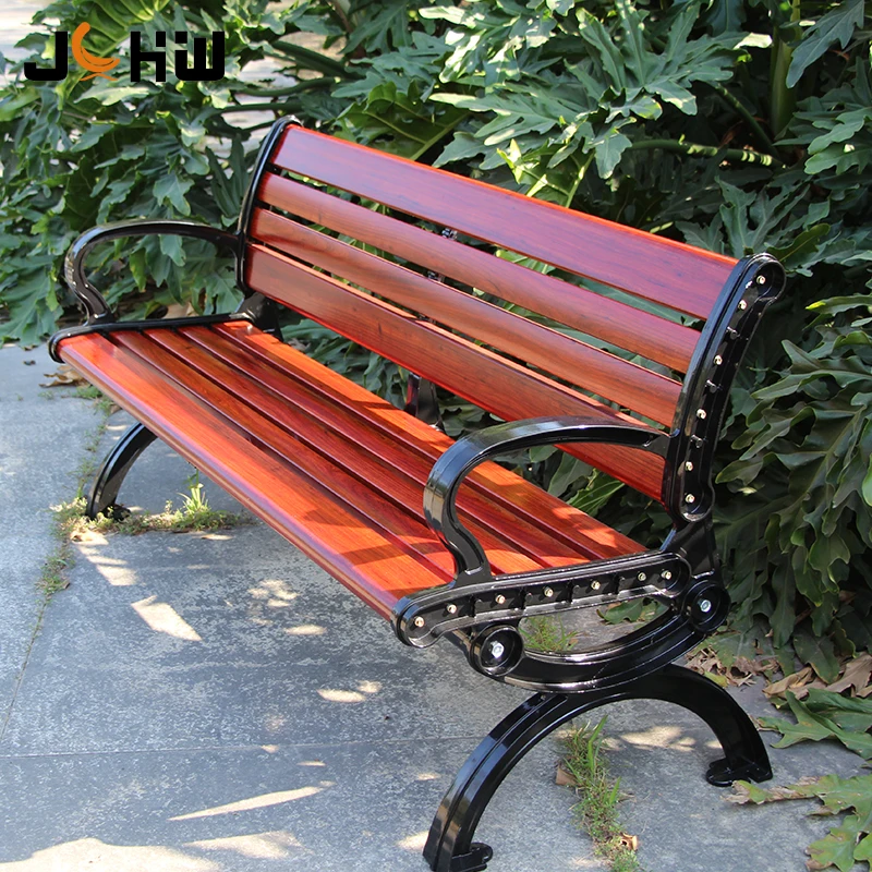 Hot sale metal wooden park bench outdoor garde street bench with cast aluminum leg