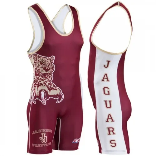 Manufacturer Wholesale Jaguars Red Stringer Singlets For Men Gym Sleeveless Powerlifting Sublimated Wrestling Singlet