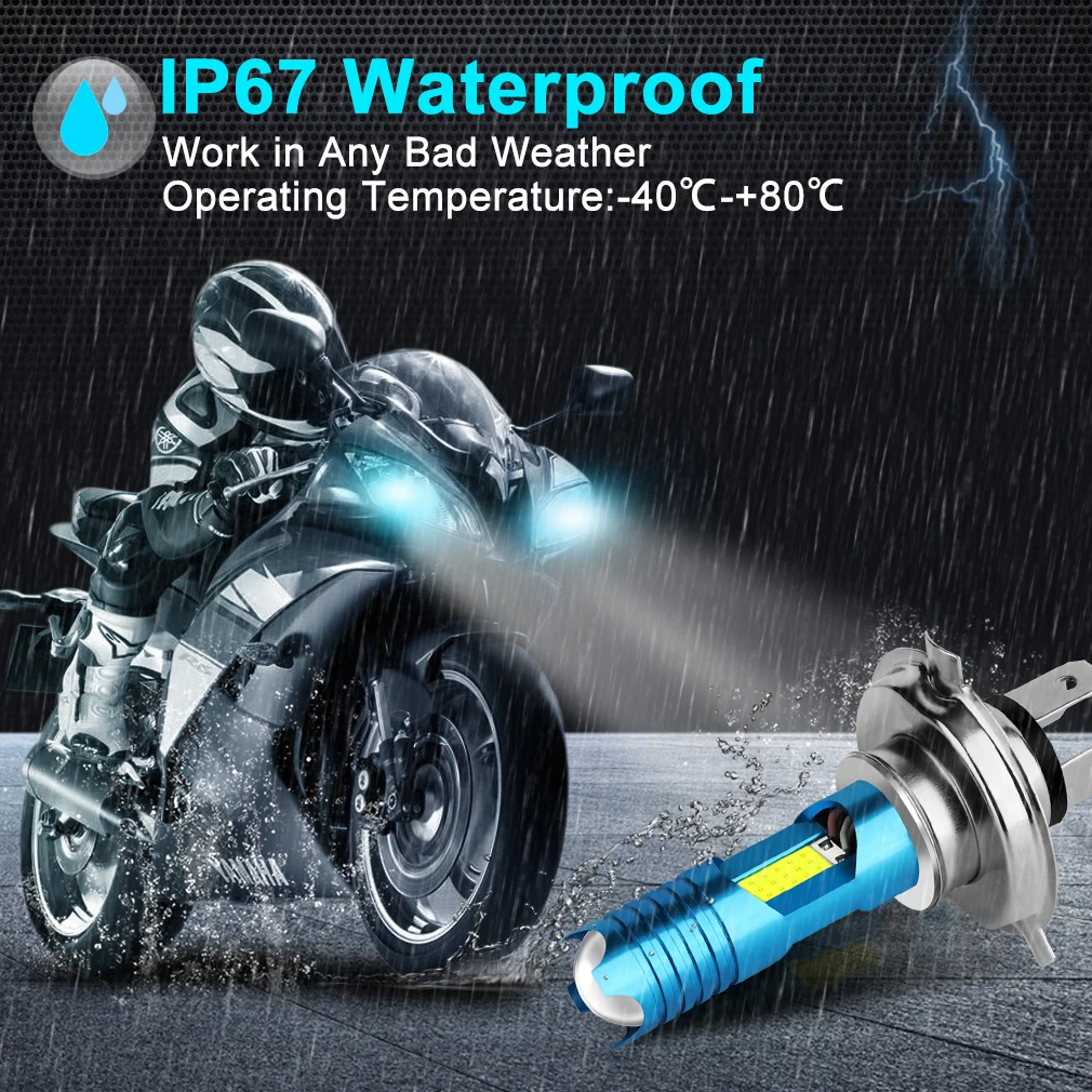 Сверхъяркая мотоциклетная фара H7 P15D H6 BA20D LED H4 COB RGB Сменные лампы 80 Вт 12 в 24 В аксессуары для