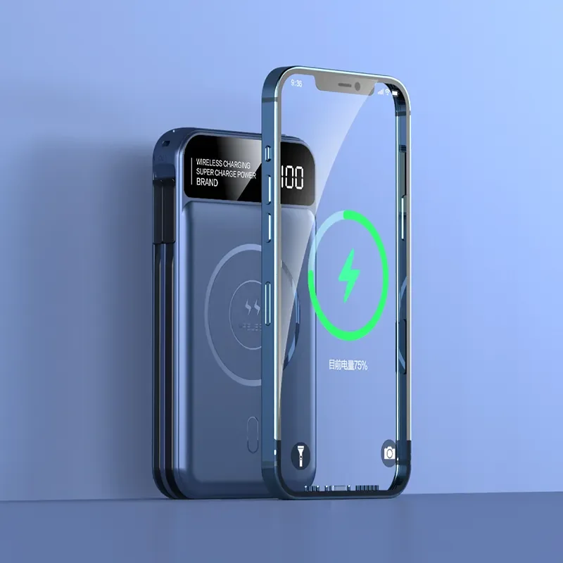 Custom Logo Magnetic Wireless Power Bank 10000Mah Magnet Wireless Charger Powerbank For Iphone 12 13 14 Pro Max