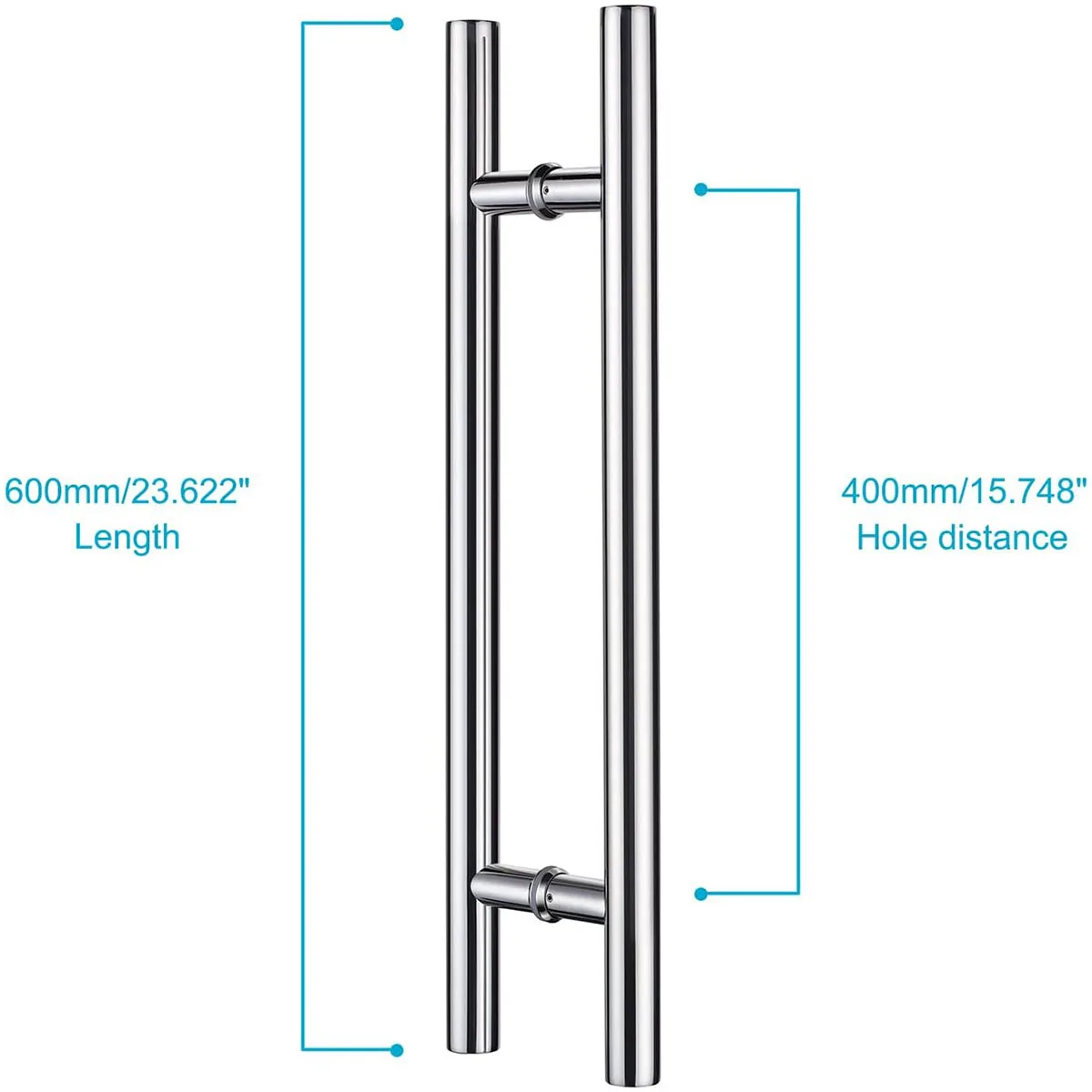 24 inches Commercial Grade-304 Stainless Steel Push Pull Door Handle Mirror Polished Chrome Finish Barn Glass Door Pull Handle