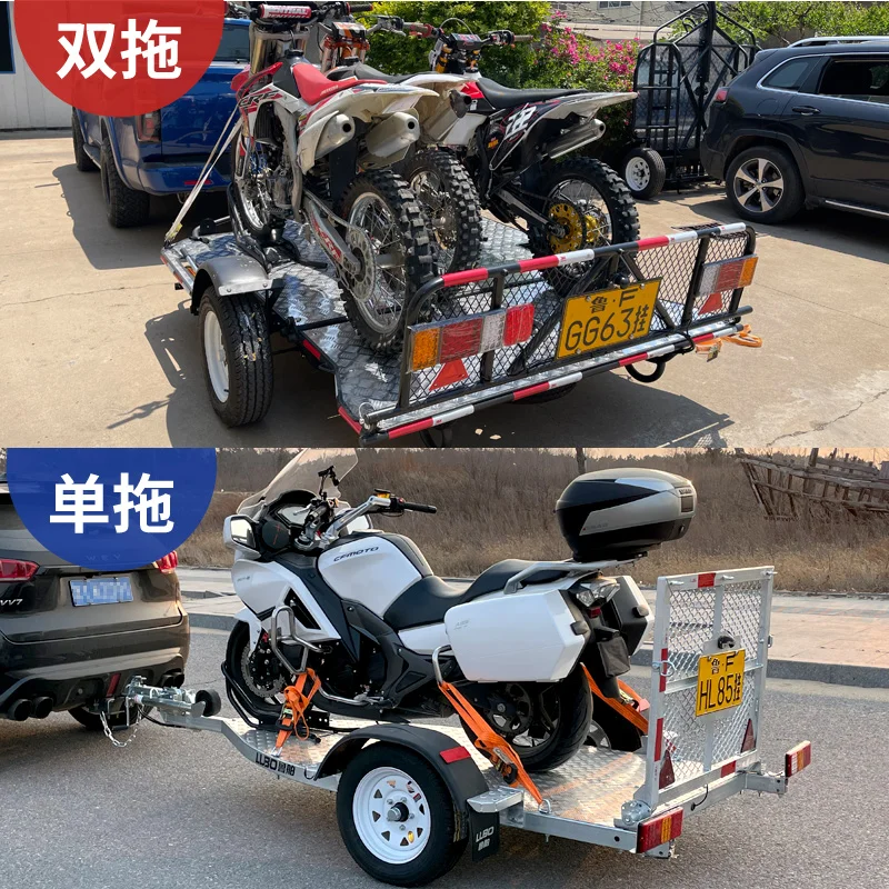 China LUBO pull behind motorcycle trailer rail foldable motorcycle trailer single