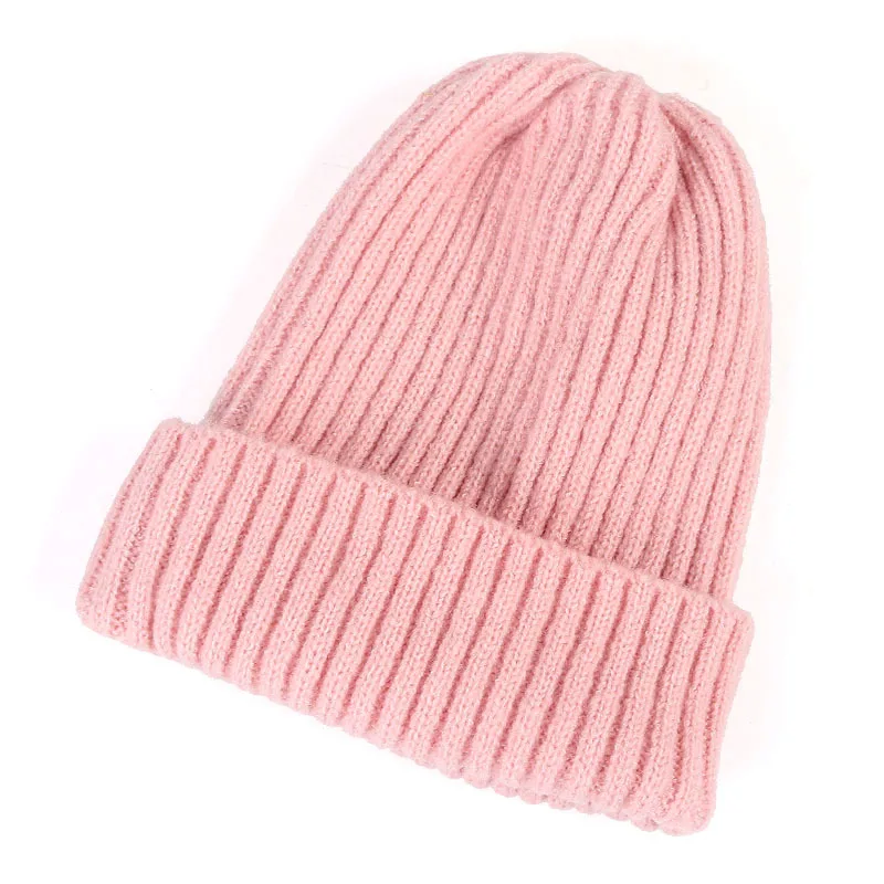 Stock Wholesale Promotion Unisex Acrylic Plain Warm Knit Beanie Winter Hats For Adults