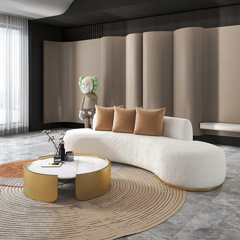 Nordic Lamb Velvet Fabric Sofa Modern Home Furniture Sofa Living Room Furniture Set