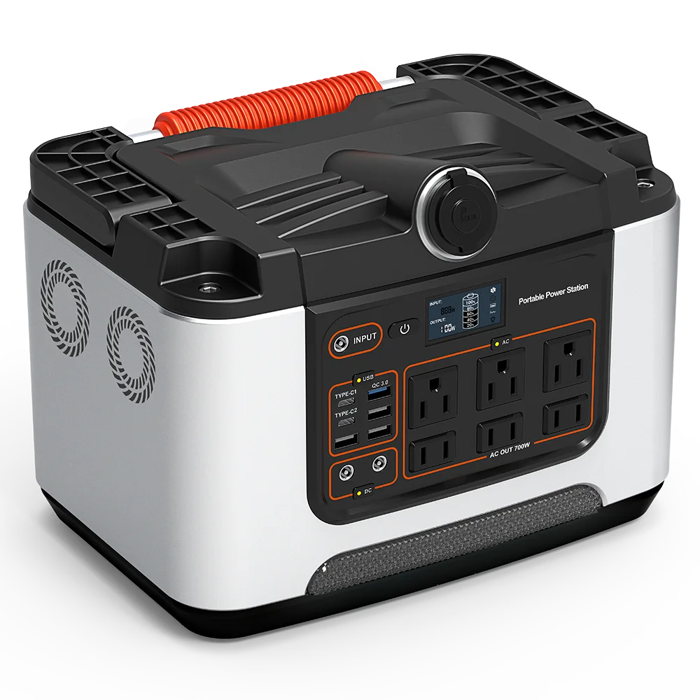 700W Backup Rechargeable Lithium Battery Solar Generator Pure Sine Wave AC Outlet Portable Power Station For Outdoors Camping