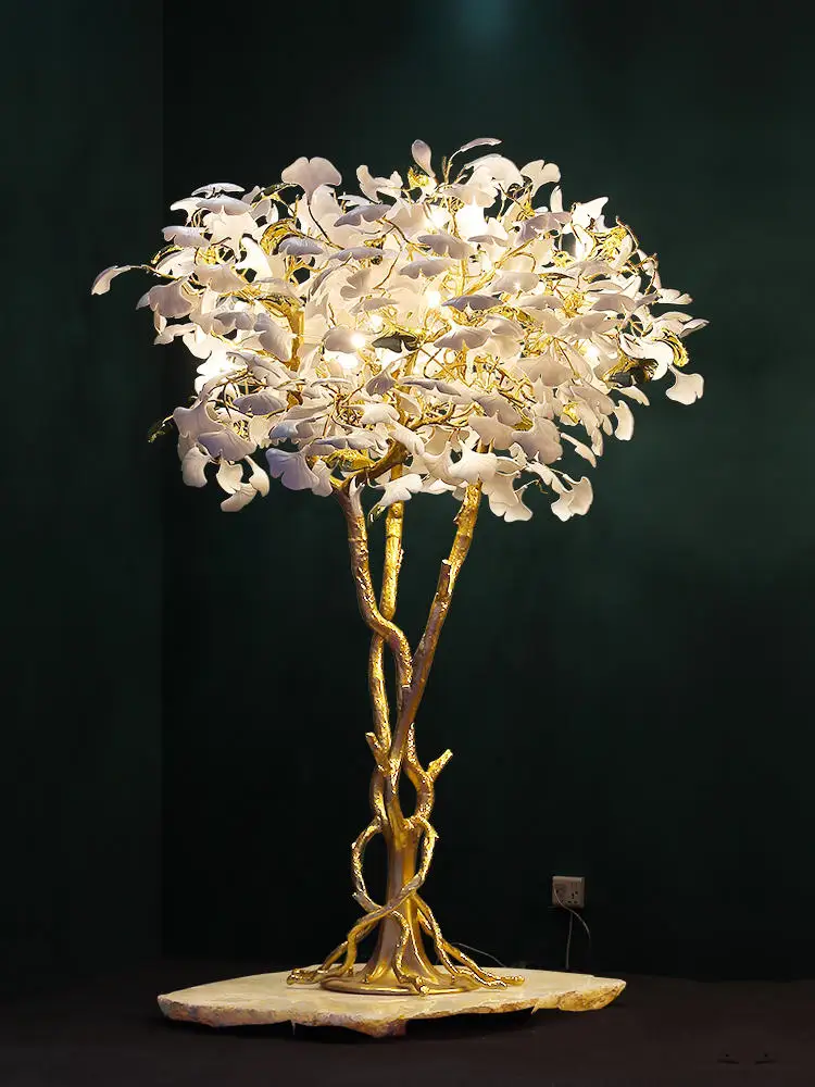 Floor Lamp Gold Brass with Table Led Torchiere Uplighter Tree Art Deco Bright Large Visual Comfort Bedroom Standing Floor Lamp